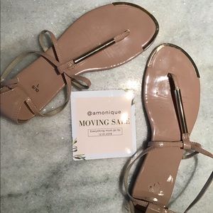 nude colored T- Strap sandals